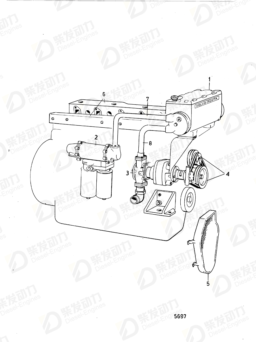 volvo penta Tube 843858 Drawing volvo penta Tube 843858 Drawing